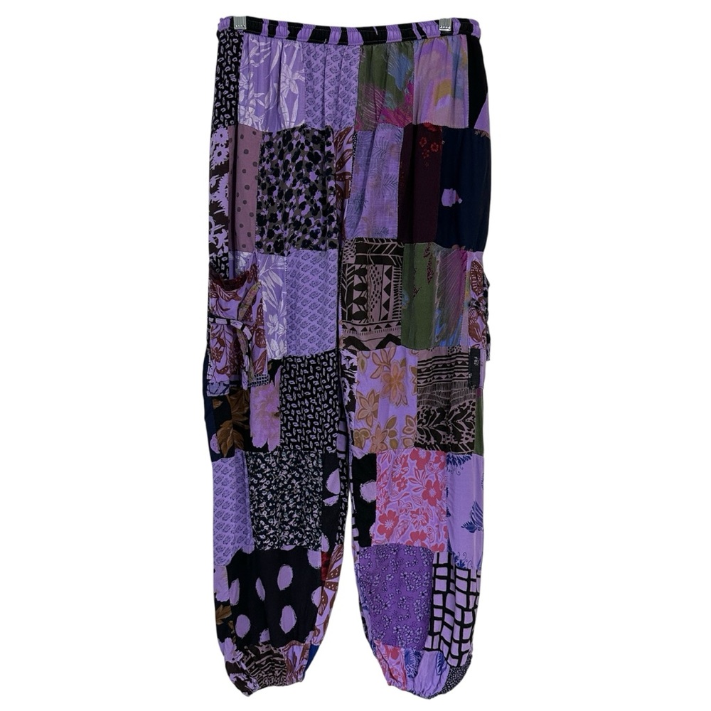 Purple Patchwork Bohemian Hippie Harem Pants - Picture 2 of 6